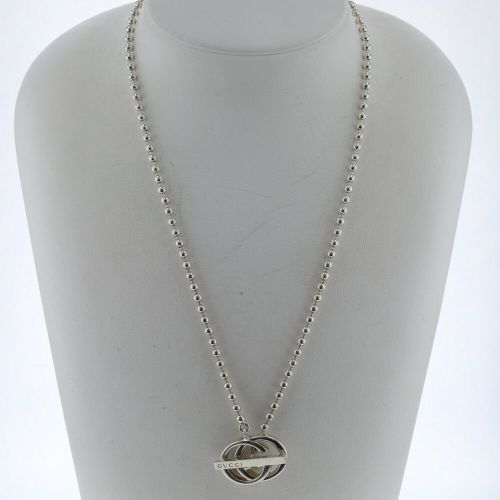 GUCCI インターロッキング Gバーペンダント ボールチェーン Ag925