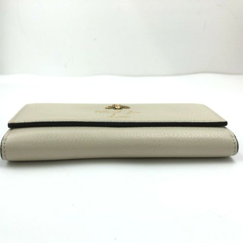 グッチ 長財布 アニマリエ 蜂 bee 454070 レザー ベージュ レディース