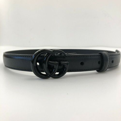 美品 GUCCI グッチ GGマーモント レザー ナローベルト 409417 70・28 ブラック レディース 古着 中古 USED GUCCI（グッチ） 美品 GGマーモント レザー ナローベルト 409417 70
