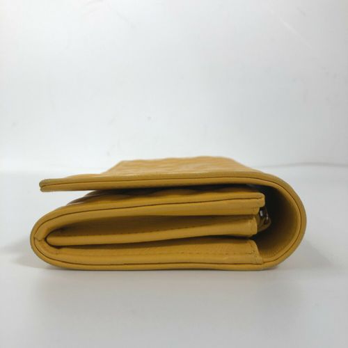 シャネル 長財布 マトラッセ レザー イエロー シルバー金具 レディース