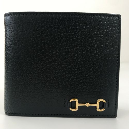 グッチ 二つ折り財布 ホースビット付き コイン 700464 レザー ブラック