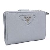【✨現行 美品✨】 プラダ ヴィッテロダイノ 三つ折り財布 グレー×ブルー 大人気✨ PRADA プラダ 3つ折り財布 ネイビー系 ヴィッテロ