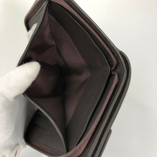 LOEWE/ロエベ　Wホック二つ折り財布　スエード×レザー ロエベ 二つ折り財布 アナグラム スエード×レザー ブラウン