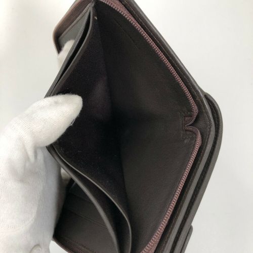 ロエベ 二つ折り財布 アナグラム スエード×レザー ブラウン