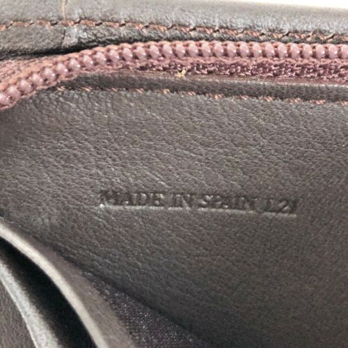 ロエベ 二つ折り財布 アナグラム スエード×レザー ブラウン ゴールド