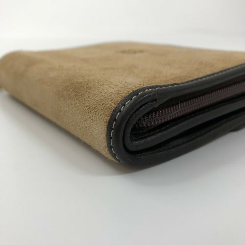 LOEWE 二つ折り財布 スエード レザー ロエベ 二つ折り財布 アナグラム スエード×レザー ブラウン