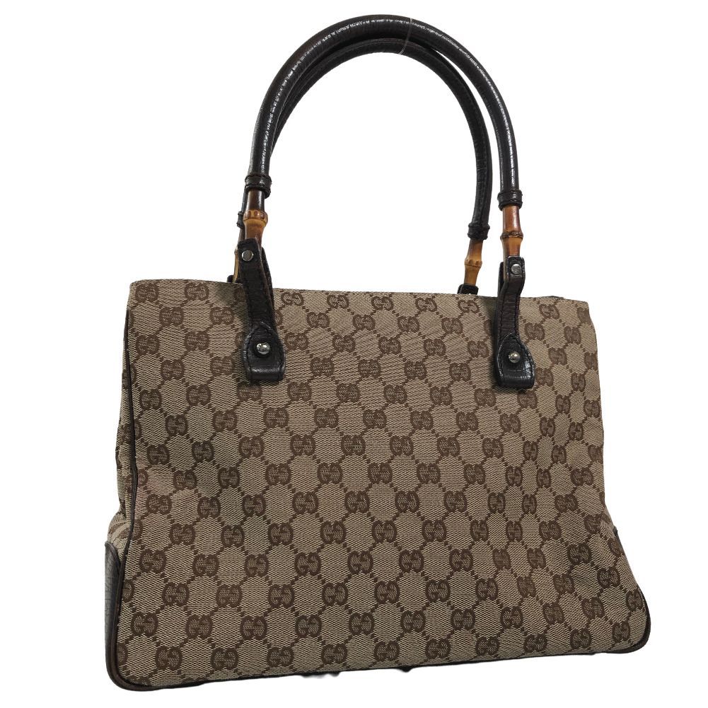 グッチ トートバッグ 訳アリ バンブー GG 112526 GGキャンバスxレザー ベージュ シルバー金具 レディース GUCCI 【中古】  K30422556 | KURAYA - Buyee