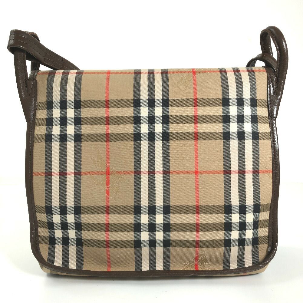 バーバリー ショルダーバッグ ノバチェック ホースロゴ ヴィンテージ キャンバス レザー レディース BURBERRY 【中古】 K30721928