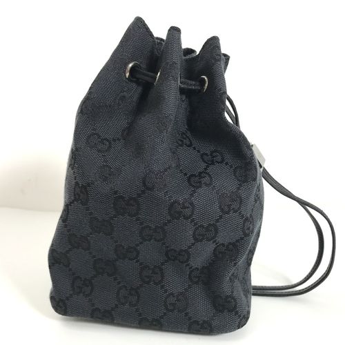 グッチ ポーチ GG 巾着 ミニポーチ 039.0973 GGキャンバス ブラック