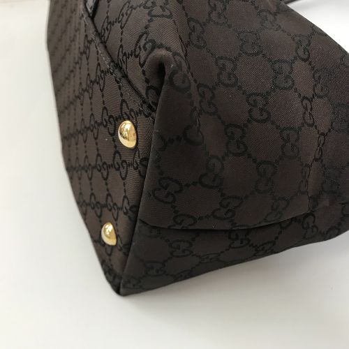 グッチ トートバッグ GG ナイロン 257302 レザー GGナイロン ブラウン