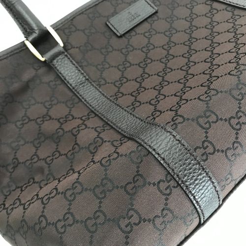 グッチ トートバッグ GG ナイロン 257302 レザー GGナイロン ブラウン