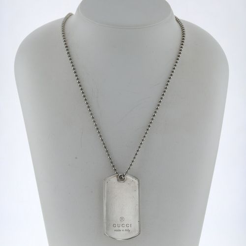 グッチ ネックレス ドッグタグ シルバー925 メンズ GUCCI 【中古