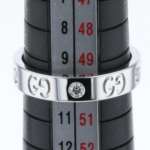 グッチ リング 指輪 アイコン 5P 幅約4mm K18ホワイトゴールド