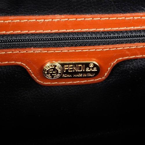 良品】FENDI ペカン柄ミニボストンバッグ カーキ×ブラウン
