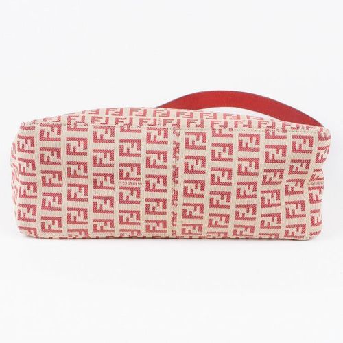 良品】FENDI ズッキーノ柄ハンドバッグ レッド×ベージュ ヴィンテージ