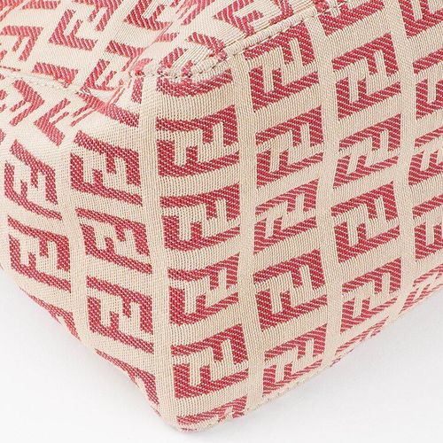 良品】FENDI ズッキーノ柄ハンドバッグ レッド×ベージュ ヴィンテージ