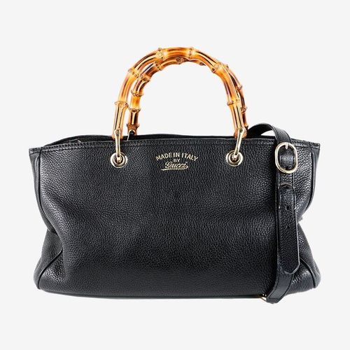 良品】GUCCI バンブーショッパー2WAYバッグ ブラック