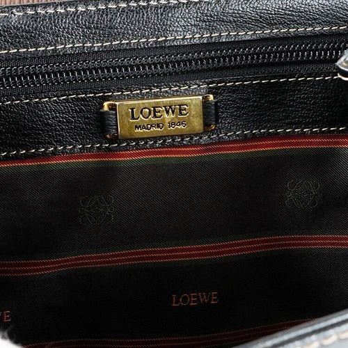 良品】LOEWE ベラスケストップハンドルバッグ ブラック×ブラウン