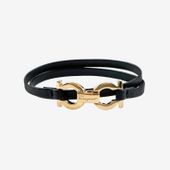 美品】Ferragamo ガンチーニ金具レザーブレスレット ゴールド