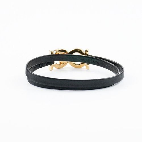 【即日発送】 美品】Ferragamo ゴールド ガンチーニ金具レザーブレスレット アクセサリー