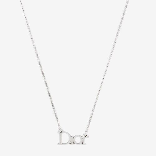 美品】Dior ロゴプレートネックレス シルバー ヴィンテージ 美品】Dior ロゴプレートネックレス シルバー ヴィンテージ