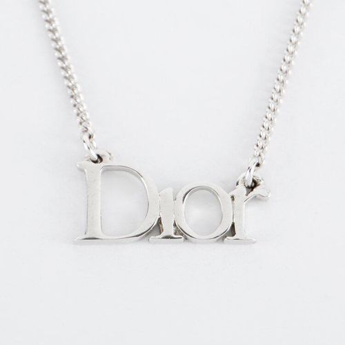 美品】Dior ロゴプレートネックレス シルバー ヴィンテージ 美品】Dior ロゴプレートネックレス シルバー ヴィンテージ