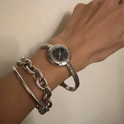 美品】GUCCI Gサークル4PダイヤQZ腕時計105 シルバー ヴィンテージ