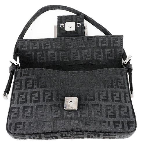 良品】FENDI ズッキーノ柄ミニマンマバケットバッグ ブラック 