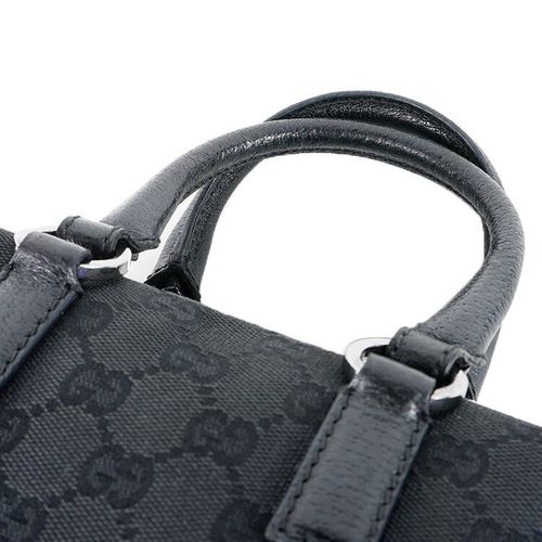 良品】GUCCI GGキャンバスミニボストンバッグ ブラック
