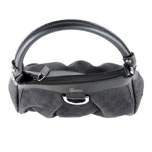 美品】GUCCI GGキャンバスワンハンドルバッグ ブラック ヴィンテージ