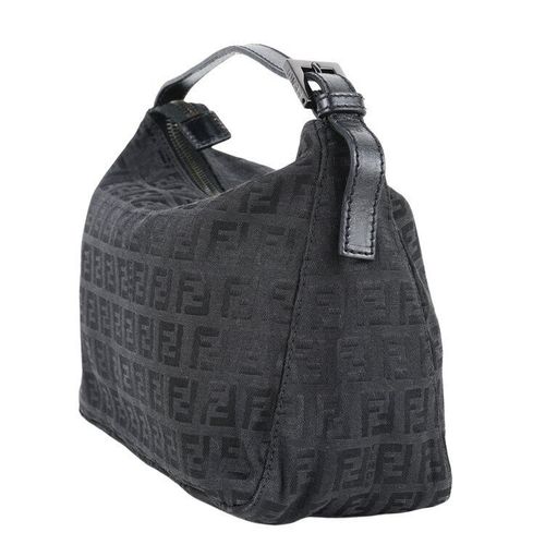 良品】フェンディ FENDI ズッキーノ柄ミニハンドバッグ ブラック
