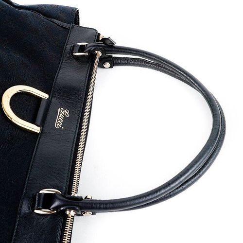 良品】グッチ GUCCI GGキャンバスハンドバッグ ブラック ヴィンテージ