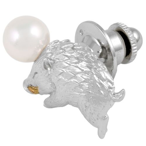 ミキモト MIKIMOTO イノシシ ブローチ シルバー パール 7.0mm K18