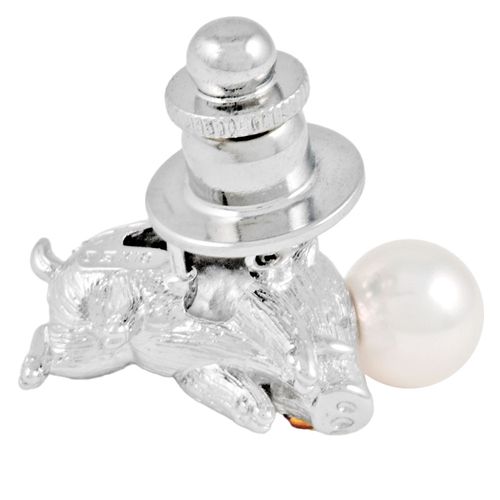 ミキモト MIKIMOTO イノシシ ブローチ シルバー パール 7.0mm K18