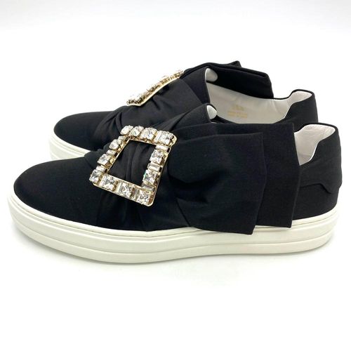 ロジェヴィヴィエ　ビジューヒール　ブラックスエードミュール　35.5 ロジェヴィヴィエ Roger vivier ビジュー スニーカー サテン ブラック