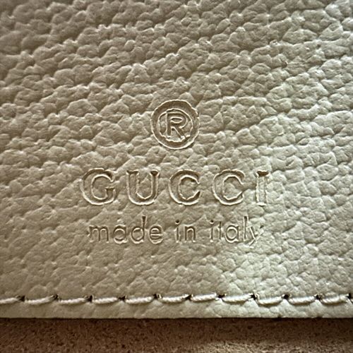 GUCCI ホワイトレザー バンブー グッチ バンブー ディーバ〕ミディアムバッグホワイト レザー
