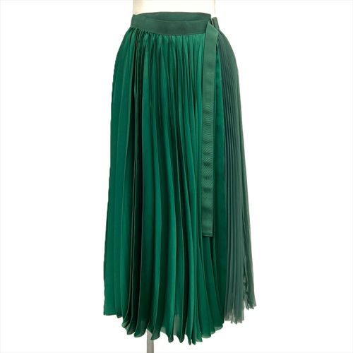 サカイ Sacai プリーツ 巻き スカート 20-05026 グリーン サイズ 1