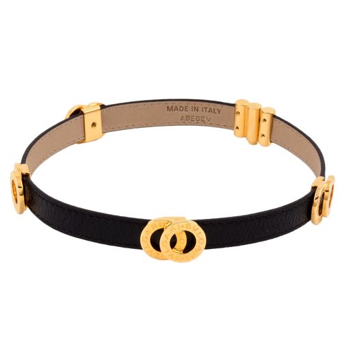 BVLGARI ブラックレザーブレスレット ブルガリ BVLGARI ダブルコイルド