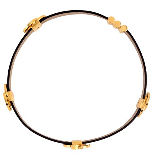 ブルガリ BVLGARI ダブルコイルド ブレスレット レザー ブラック