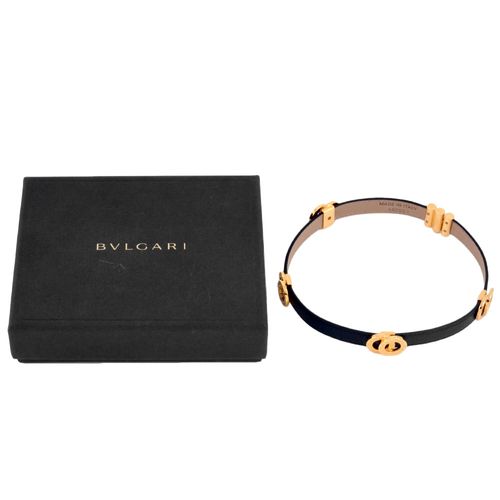 ブルガリ BVLGARI ダブルコイルド ブレスレット レザー ブラック