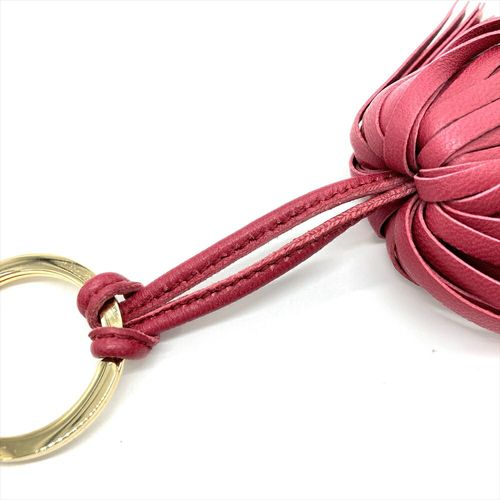 ロエベ LOEWE タッセル チャーム レザー ワインレッド ゴールド