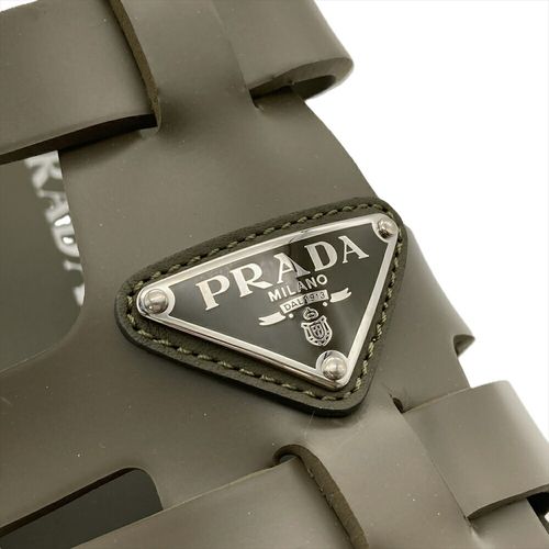 プラダ PRADA モノリス トライアングルロゴ サンダル ラバー カーキ