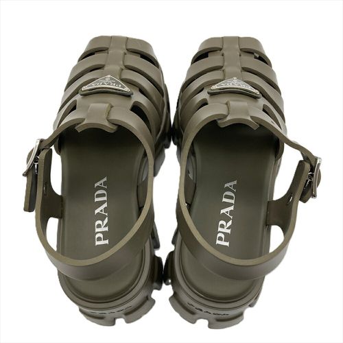 【da】PRADA モノリス　サンダル　トライアングルロゴ　サイズ35 プラダ PRADA モノリス トライアングルロゴ サンダル ラバー カーキ