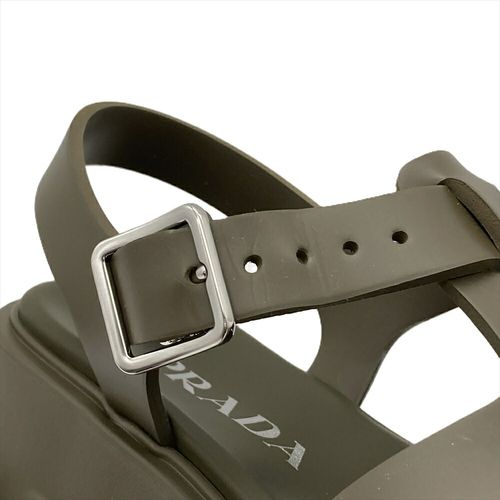 プラダ PRADA モノリス トライアングルロゴ サンダル ラバー カーキ