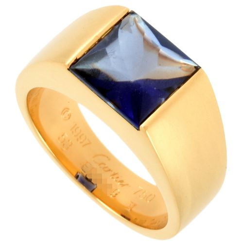 カルティエ Cartier タンク リング 指輪 アイオライト #53 K18YG