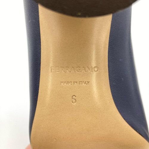 フェラガモ Ferragamo ダブル ボウ パンプス レザー LENA60 ネイビー