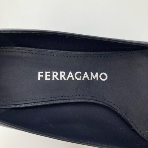 フェラガモ Ferragamo ダブル ボウ パンプス レザー LENA60 ネイビー