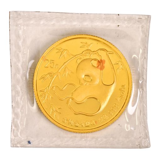 1985年 中国 パンダ 金貨 25元 コイン 貨幣 K24 純金 1/4 オンス