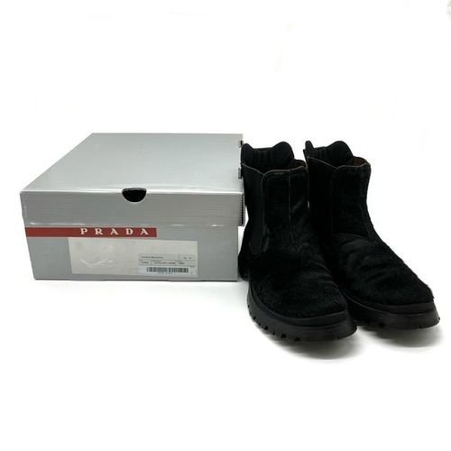 プラダスポーツ PRADA SPORTS サイドゴア ショート ブーツ ハラコ