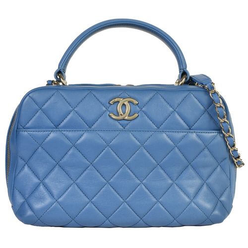 シャネル CHANEL マトラッセ ボーリングバッグ ショルダーバッグ 2WAY ラムスキン ブルー ゴールド金具 27番台 レディース【中古】 シャネル CHANEL マトラッセ ボーリングバッグ ショルダーバッグ
